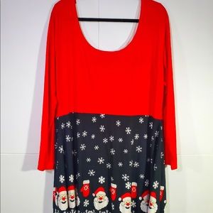 Womens Holiday Dress 3x Santa Party Midi